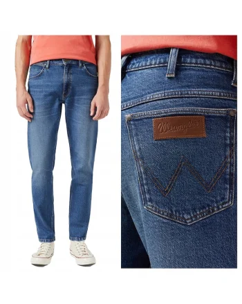 Blugi Barbati,  River, Straight Fit, Talie Medie, Fermoar, Lungi, 5 Buzunare, Bumbac, Elastan, Albastru, Albastru