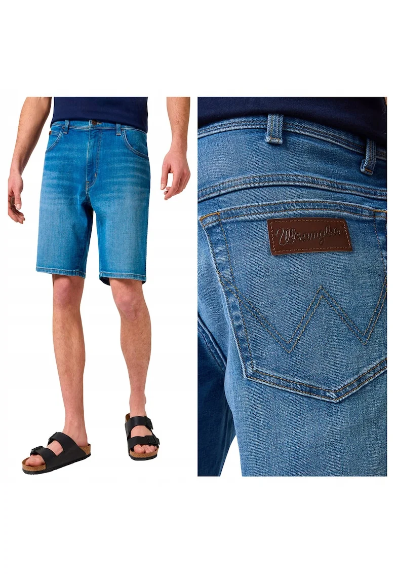 Blugi Barbati Scurti,  Texas, Regular Fit, Talie Medie, Fermoar, Lungi, 5 Buzunare, Bumbac, Elastan, W31-L30 US, Albastru