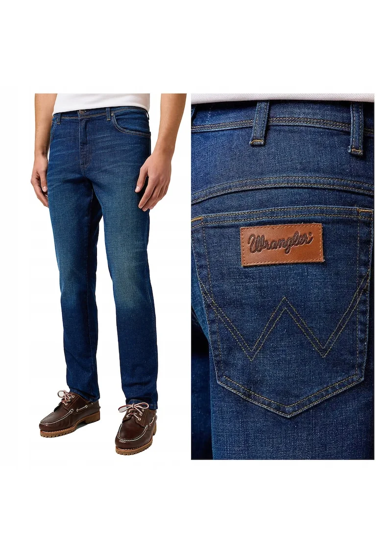 Blugi Barbati,  Texas, Slim Fit, Talie Medie, Fermoar, Lungi, 5 Buzunare, Bumbac, Elastan, Albastru, Albastru