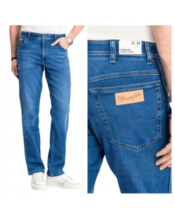 Blugi Barbati,  Texas, Straight Fit, Talie Medie, Fermoar, Lungi, 5 Buzunare, Bumbac, Elastan, Albastru, Albastru