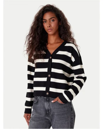 Cardigan dama  negru, alb, pulover