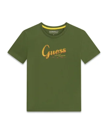 Tricou regular fit cu imprimeu logo, Kaki