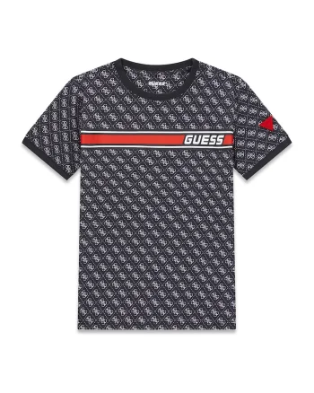 Tricou din amestec de bumbac cu model monograma, Rosu/Bleumarin