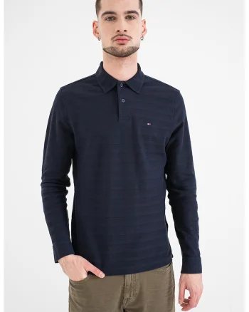 Bluza polo cu logo discret, Bleumarin