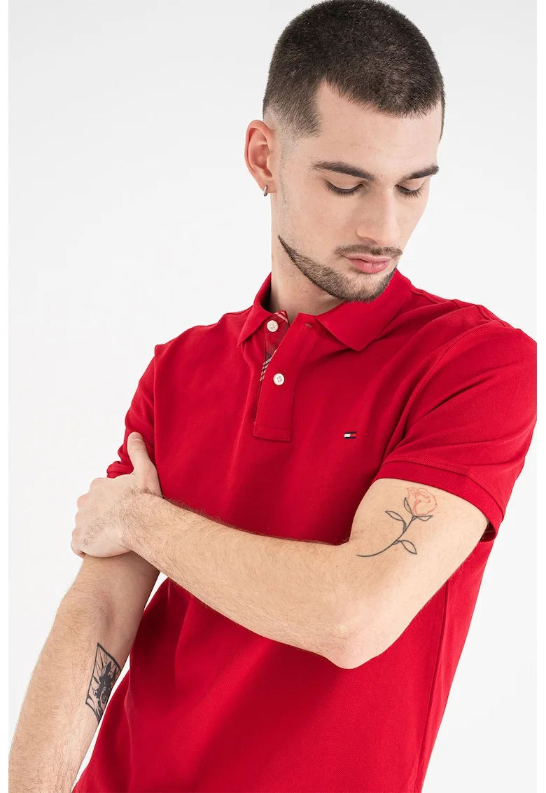 Tricou polo din amestec de bumbac organic, Rosu