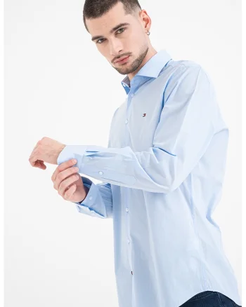 Camasa slim fit din amestec de bumbac, Albastru glaciar