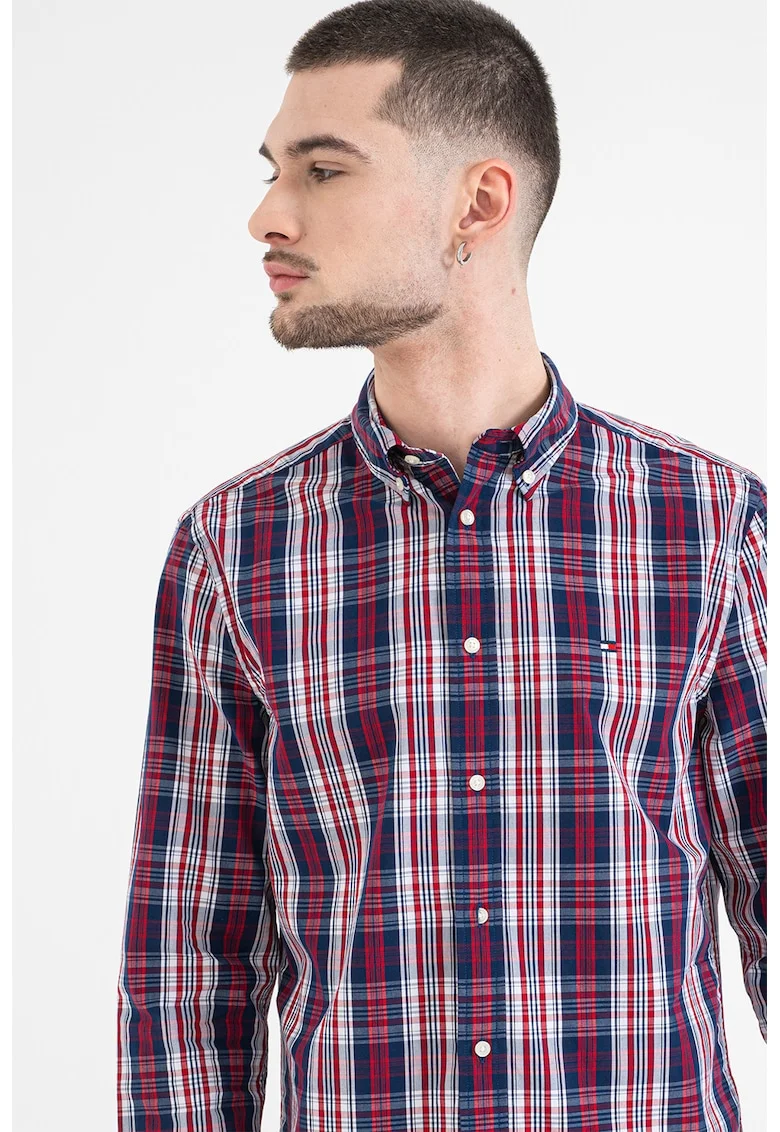 Camasa regular fit cu model in carouri, Rosu/Gri deschis/Bleumarin
