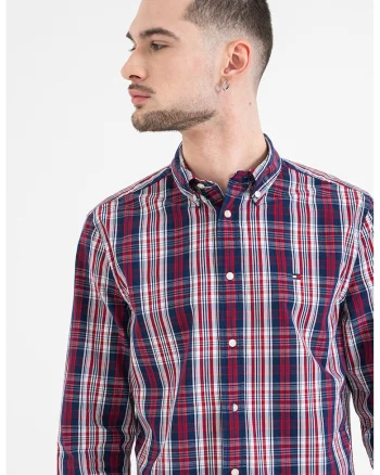 Camasa regular fit cu model in carouri, Rosu/Gri deschis/Bleumarin