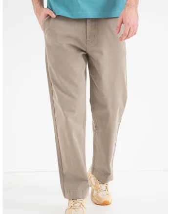 Pantaloni chino cu croiala dreapta si talie medie, Kaki