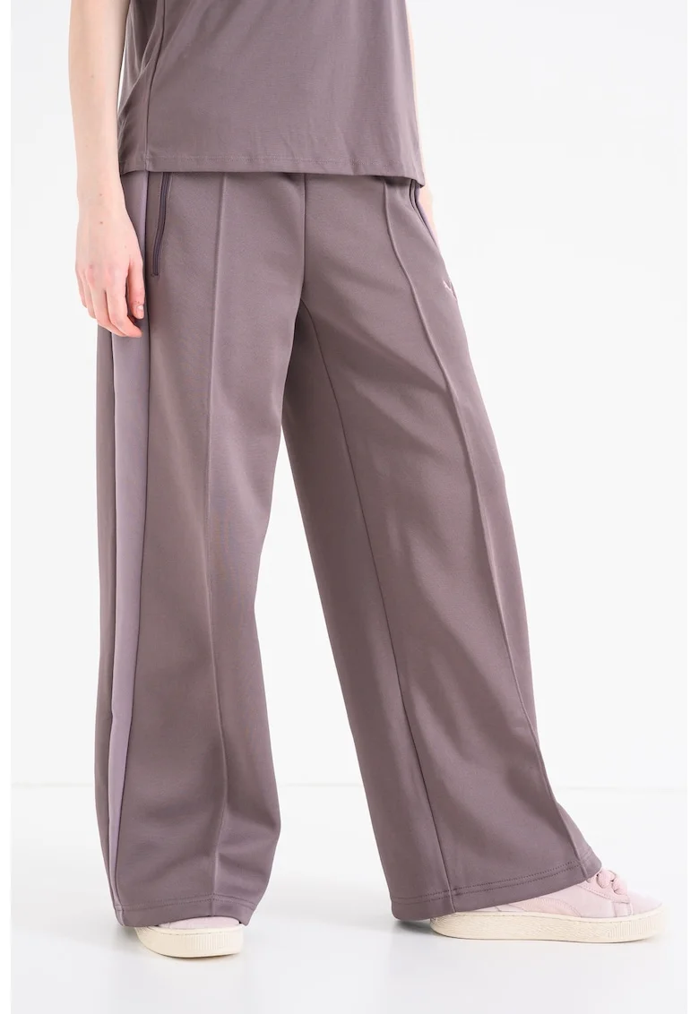 Pantaloni de trening din amestec de bumbac cu croiala ampla, Violet prafuit