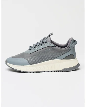 Tenisi cu talpa wedge si insertii din piele ecologica Gore-Tex, Gri cenusiu
