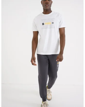 Men, Tricou cu imprimeu logo Ess Lab Holiday, Alb