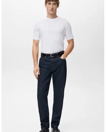 Tricou slim-fit cu decolteu la baza gatului, Alb optic