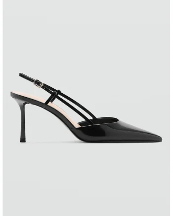 Pantofi slingback de piele cu toc inalt, Negru