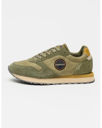 Pantofi sport Nova cu aplicatie logo si garnituri de piele intoarsa, Caramel/Verde sparanghel