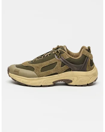 Pantofi sport Delta cu insertii de plasa si garnituri de piele intoarsa, Kaki inchis/Verde sparanghel