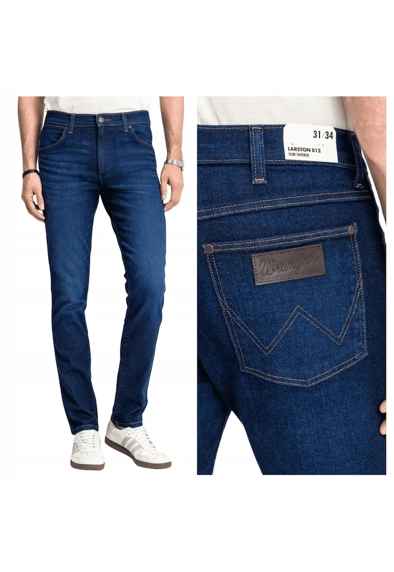 Blugi Barbati,  Larston, Slim Fit, Talie Joasa, Fermoar, Lungi, 5 Buzunare, Bumbac, Elastan, Albastru, Albastru
