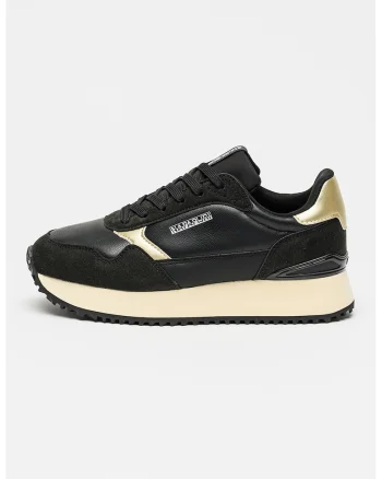 Pantofi sport Astra cu talpa wedge si garnituri sintetice, Auriu/Albastru ultramarin