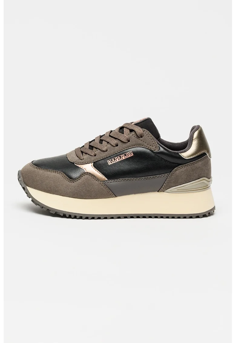 Pantofi sport Astra cu talpa wedge si garnituri sintetice, Albastru ultramarin/Gri inchis
