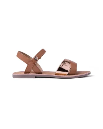 Sandale din piele cu inchidere velcro Awendo, Maro
