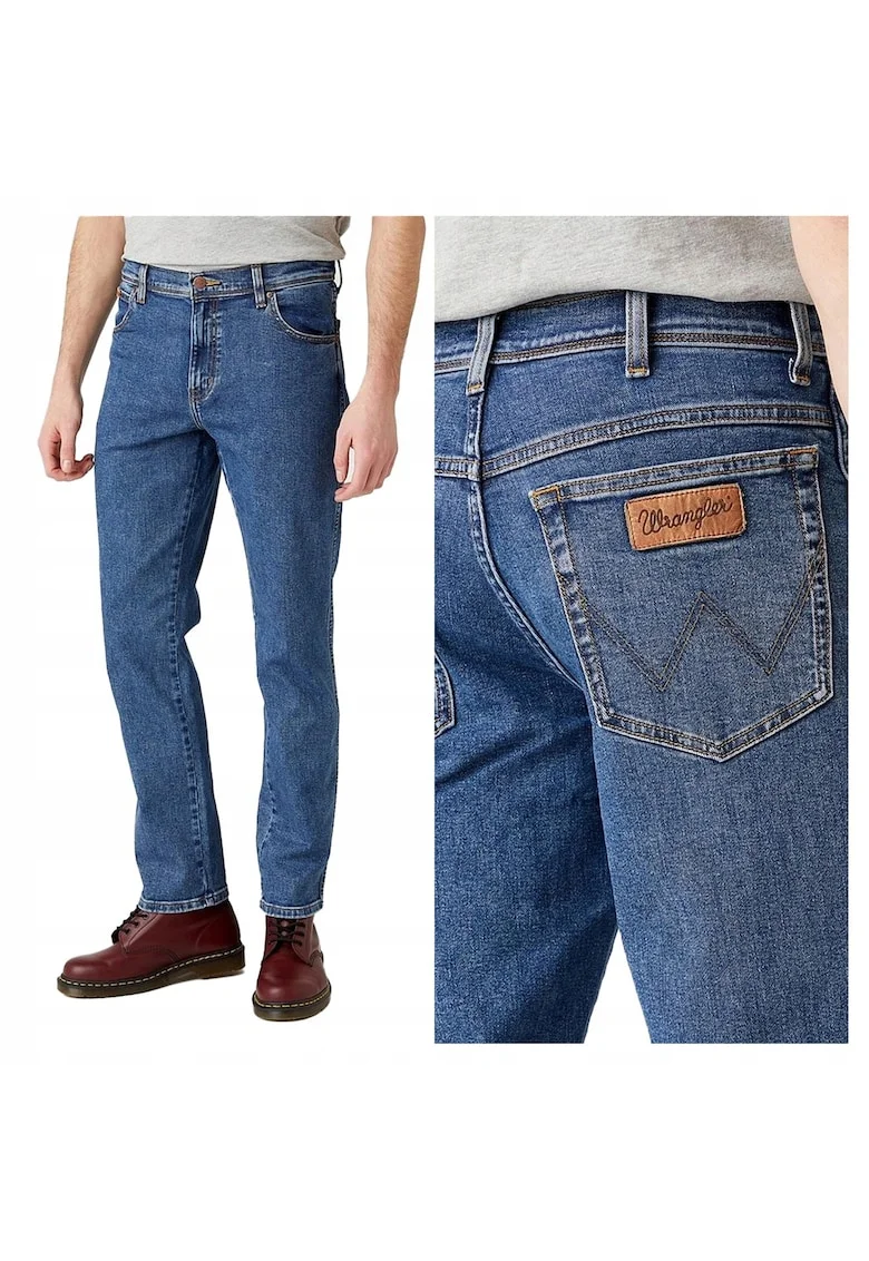 Blugi Barbati,  Texas, Slim Fit, Talie Medie, Fermoar, Lungi, 5 Buzunare, Bumbac, Elastan, W31-L34 US, Albastru