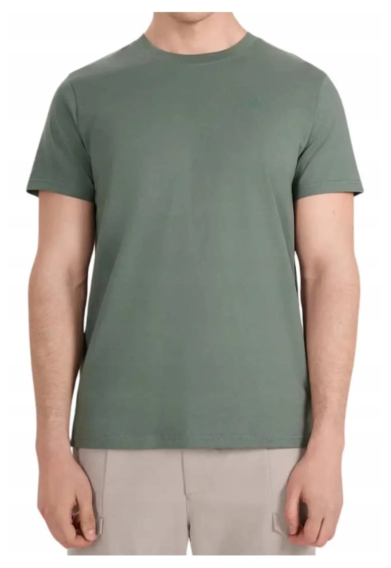 Tricou din bumbac cu decolteu la baza gatului, Verde