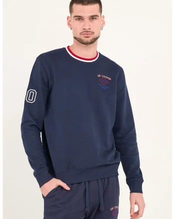 Bluza de trening reular fit de bumbac, Bleumarin