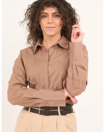 Camasa regular fit cu guler clasic, Maro taupe