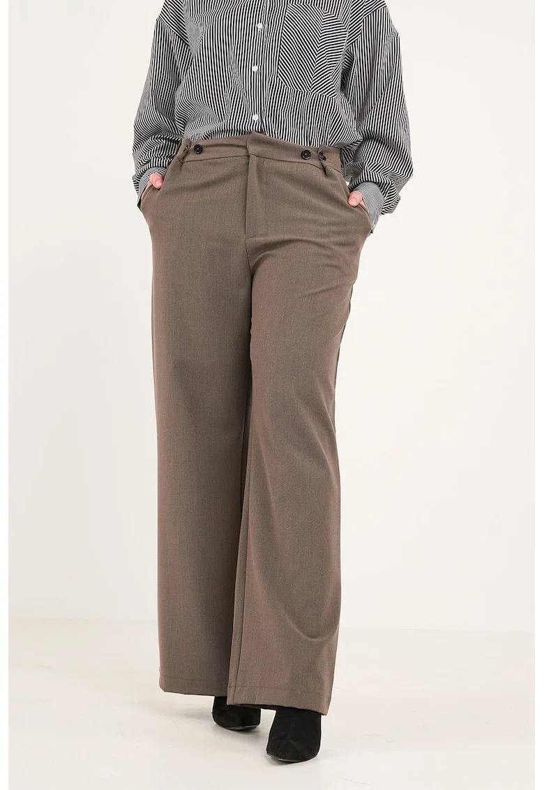 Pantaloni ampli cu talie medie, Maro taupe