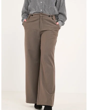 Pantaloni ampli cu talie medie, Maro taupe
