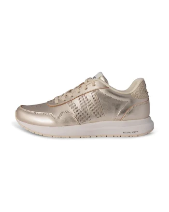 Pantofi sport de piele cu perforatii, Auriu