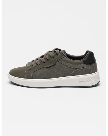 Pantofi sport de piele nabuc si piele intoarsa, Gri antracit
