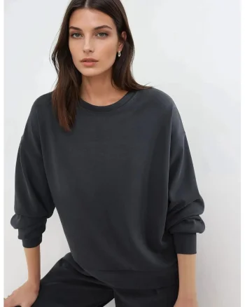 Hanorac dama,  croiala lejera, gri carbune, modal