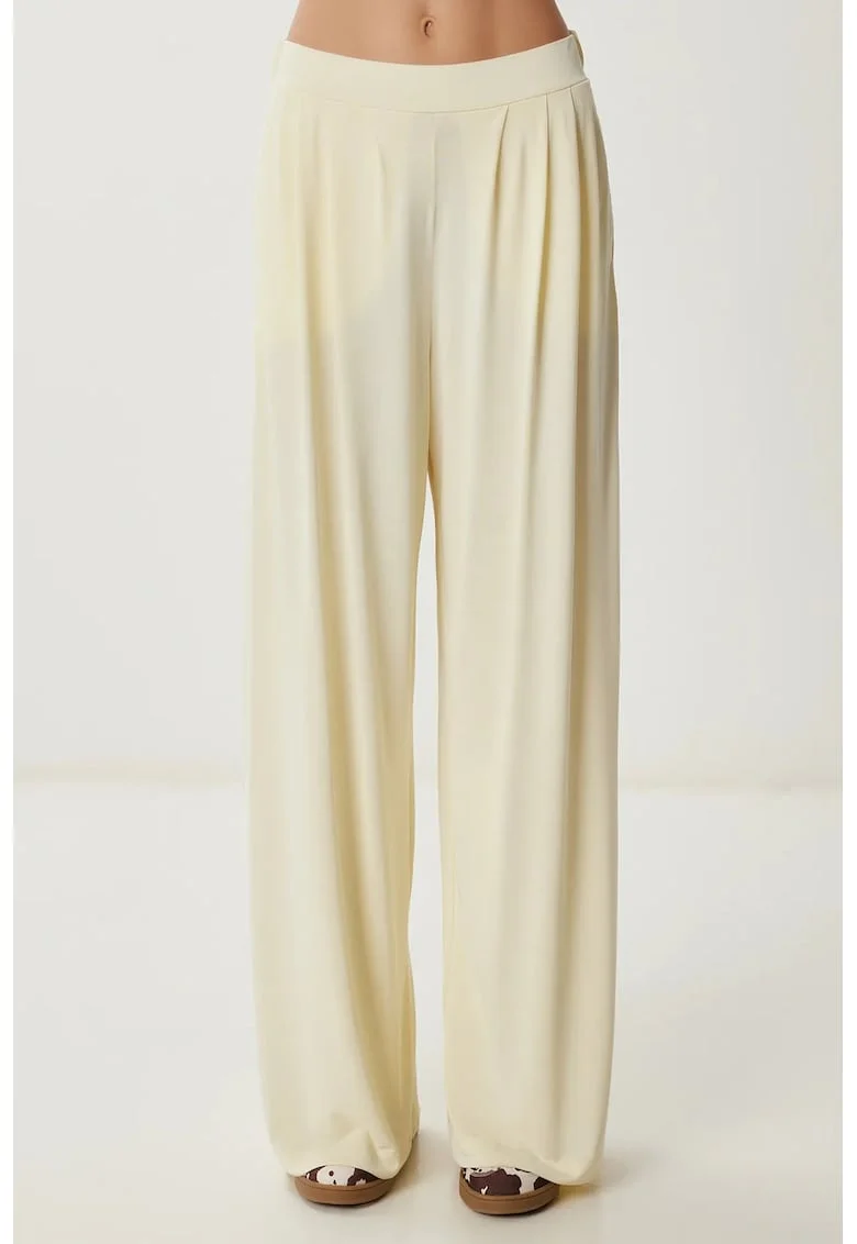 Pantaloni dama, Happiness Istanbul, Palazzo, galben lamaie, textil