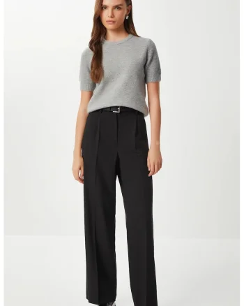 Pantaloni dama, Happiness Istanbul, plisati, negru, textil, Negru