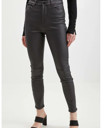 Pantaloni skinny cu talie inalta, Gri antracit
