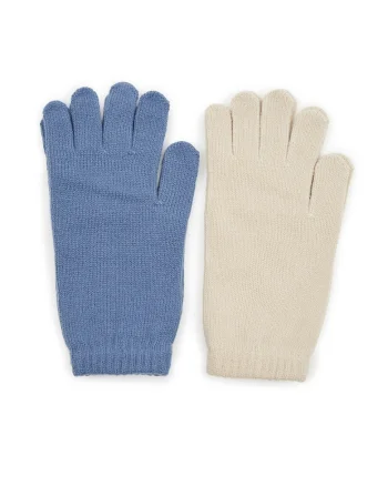 Set de manusi cu model uni - 2 perechi, Albastru prafuit/Bej inchis