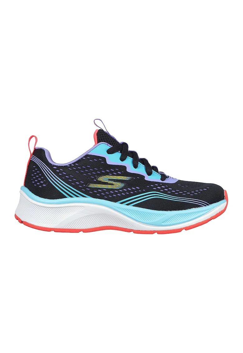 Pantofi sport cu model colorblock din plasa cu aspect tricotat Elite, Negru/Turcoaz