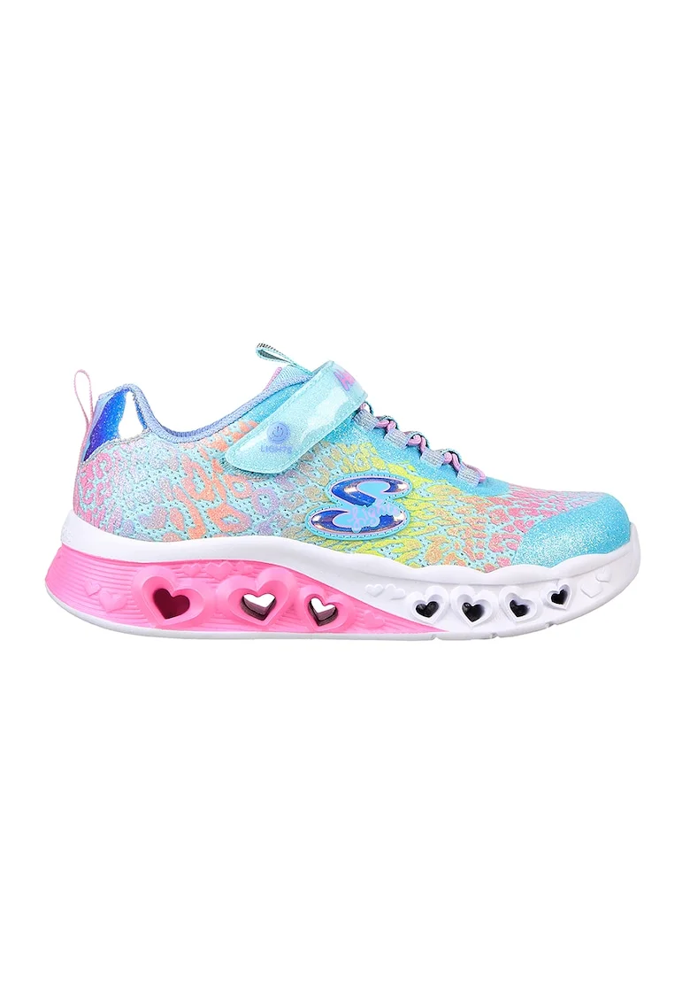 Pantofi sport cu velcro si LED-uri pe talpa Flutter Heart, Multicolor