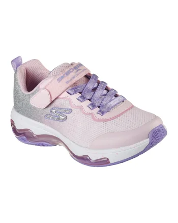 Pantofi sport cu velcro si aspect stralucitor Skech-Air Fusion, Piersica/Argintiu