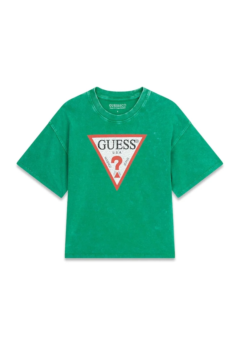 Tricou cu decolteu la baza gatului si imprimeu logo