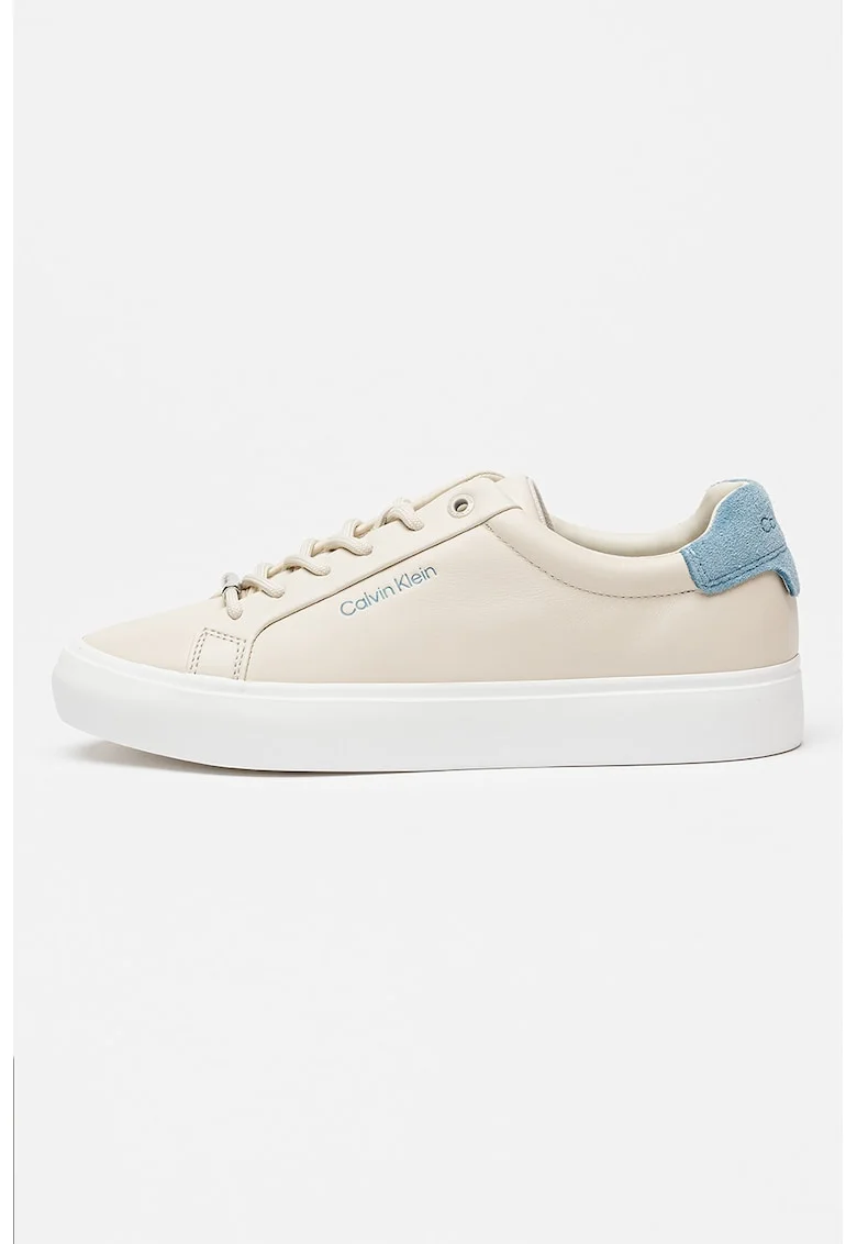 Pantofi sport cu talpa plata si varf rotund, Albastru prafuit/Maro nisip