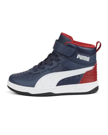 Pantofi sport mid-high de piele ecologica Rebound Rugged, Rosu/Alb/Albastru inchis