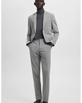Pantaloni super slim fit cu pliuri, Gri deschis melange