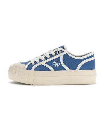 Pantofi sport canvas low-cut cu logo, Alb murdar/Albastru deschis