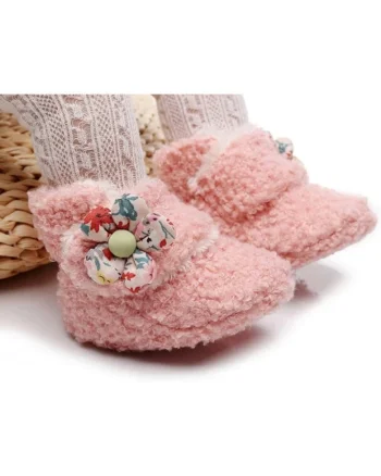 Cizmulite roz pentru fetite - floricica, Roz