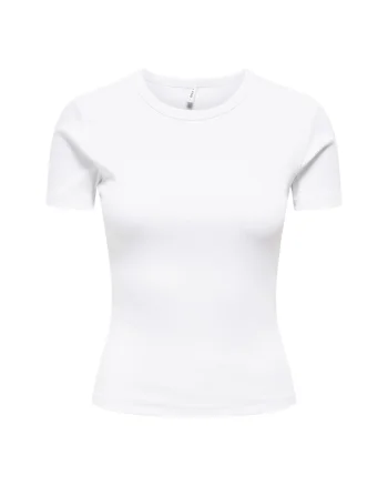 Tricou slim-fit cu decolteu rotund, Alb