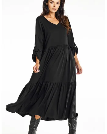 Rochie dama  viscoza, A669 - Neagra -