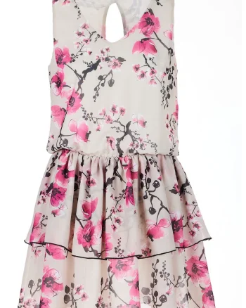 Rochie A501,  Poliester, Roz/Bej