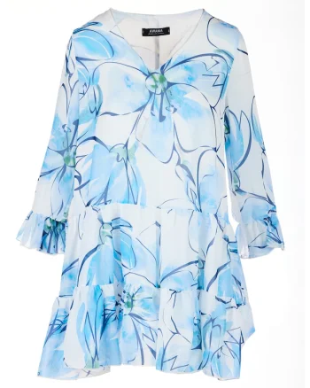 Rochie A507,  Poliester, Alb/Albastru